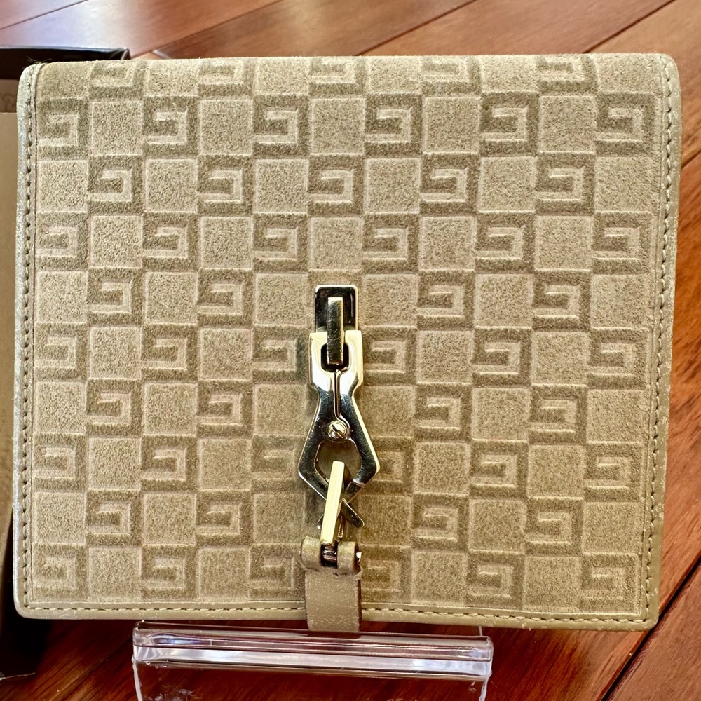 Gucci Vintage Tan Monogram Suede and Leather Bifold Wallet - Picture 5 of 16